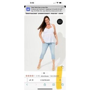 Sz 3/3xl plus size torrid seersucker sweetheart halter top/tank white